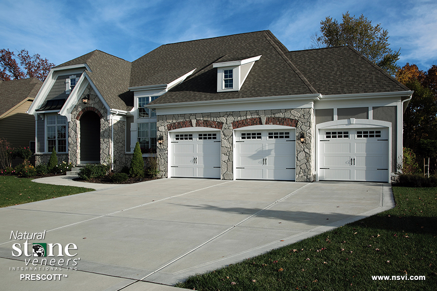 stone veneer on garage